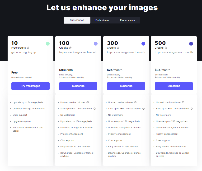 Lets Enhance pricing